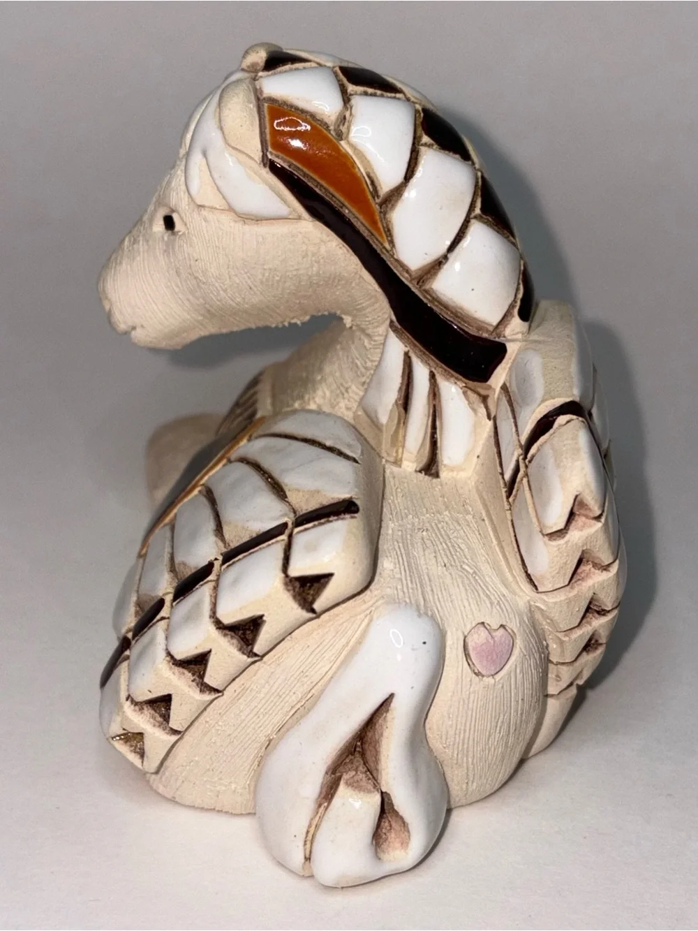 Vintage Artesania Rinconada Pegasus Winged Horse Clay and Tile Figurine Sitting